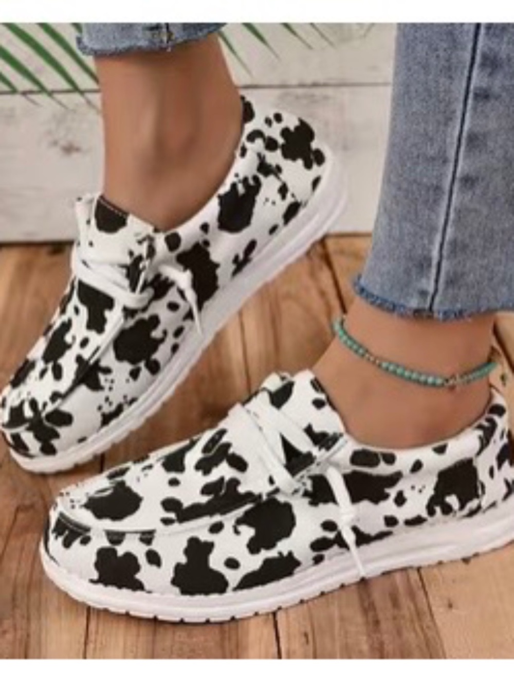 Women’s Cow Printed Canvas Shoes - Size 10.5